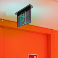 Brilliant Black Blade Recessed 2W LED Emergency Exit Sign