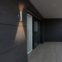 Brilliant Brushed Chrome Seaford LED Exterior Up/Down Wall Light