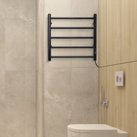 Brilliant Black Heated Towel Rail 5 Bar Hardwired