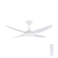 Brilliant Matt White Amari Series II 4-Blade 52'' DC Ceiling Fan with Light