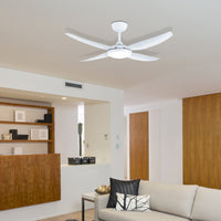 Brilliant Matt White Amari Series II 4-Blade 52'' DC Ceiling Fan with Light