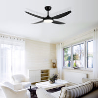 Brilliant Matt Black Amari Series II  52'' DC 4-Blade Ceiling Fan with Light