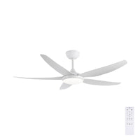 Brilliant Matt White Amari Series II 5-Blade 56'' DC Ceiling Fan with Light