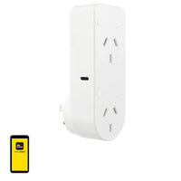 Brilliant White Cannes Smart Wi-Fi Double Plug with USB-A and USB-C Chargers