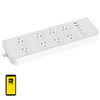 Brilliant White 8 Power Outlets Cannes Wi-Fi Power Board with USB-A & USB-C Charging