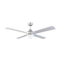 Brilliant Brushed Chrome Tempo Plus 52'' AC 4-Blade Ceiling Fan with Light