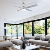 Brilliant Brushed Chrome Tempo Plus 52'' AC 4-Blade Ceiling Fan with Light