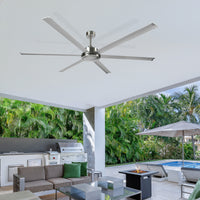 Brilliant Satin Nickel Colossus 120" DC Ceiling Fan 6-Blade