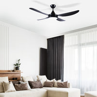 Brilliant Black Vector 56'' DC Ceiling Fan with Light