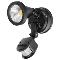 Brilliant Black Stinger Single Floodlight with Sensor