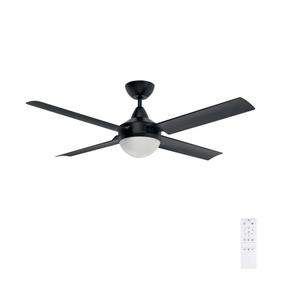 Brilliant Matt Black Cairns 52" DC Ceiling Fan with Light