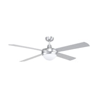 Brilliant Brushed Aluminium Tempest-II 52'' DC 4-Blade Ceiling Fan with Light